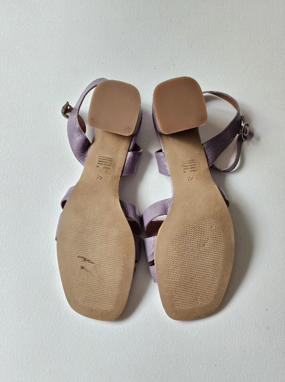 Miz Mooz Oakley Leather Block Heel Sandals Lavender Lilac EU 42 US 11 Portugal
